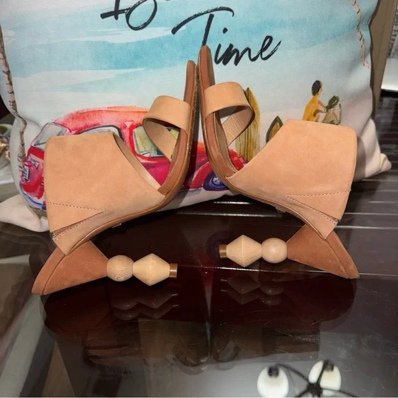 Schutz Tosca Geometric-Heel Slide Sandals In Honey Size 5.5 - Picture 8 of 12